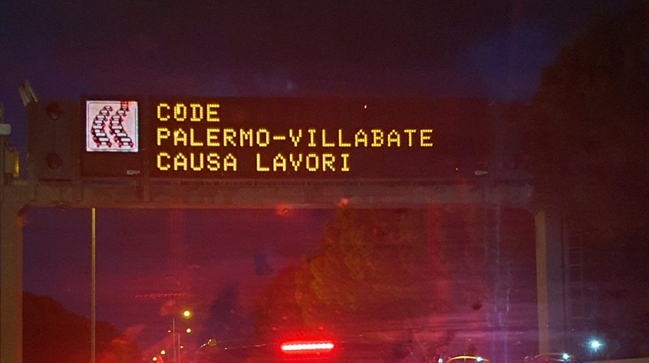 A19 Palermo Villabate tabellone code e disagi lavori
