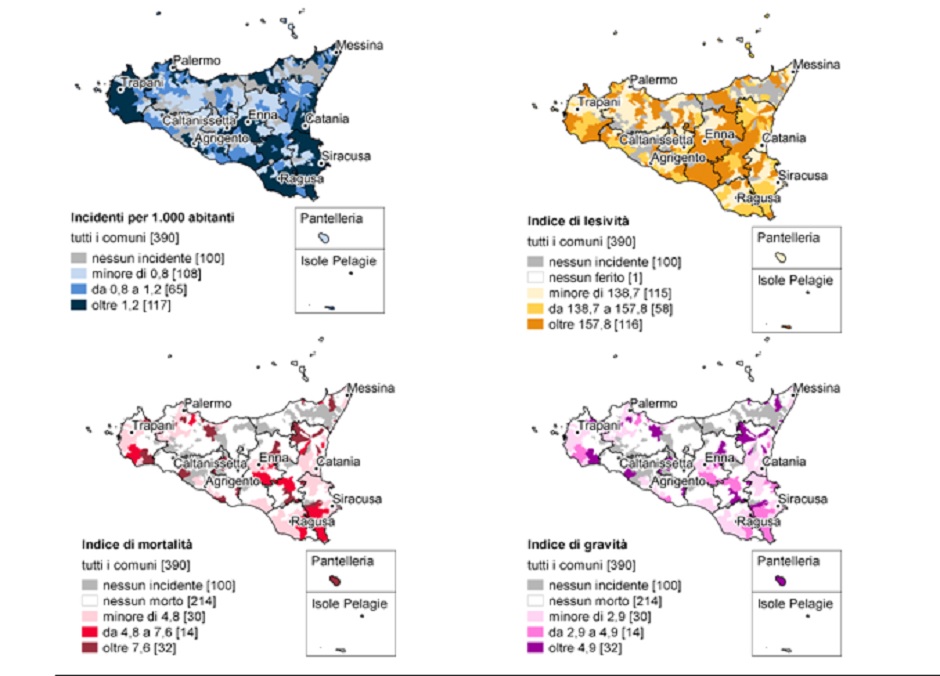 I grafici degli incidenti mortali sulle strade avvenuti in Sicilia nel 2020
