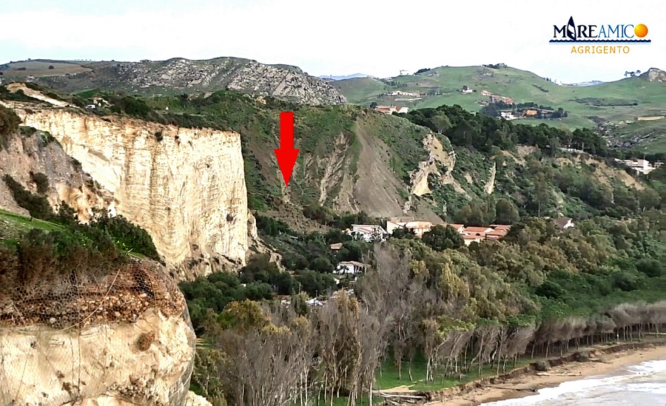 Rischio frana nella collina della spiaggia