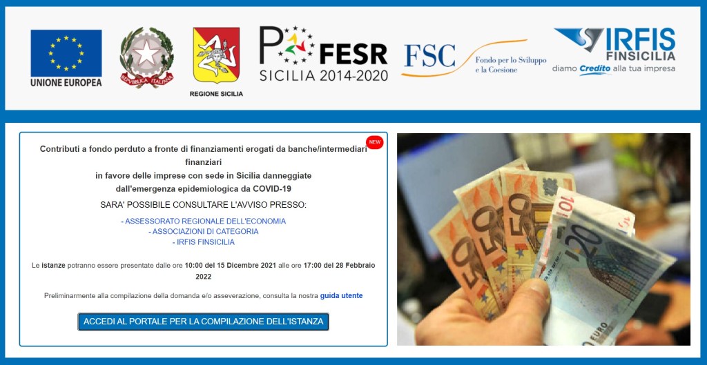 contributi a fondo perduto irfis, aiuti imprese covid
