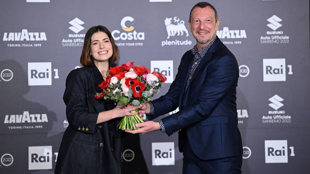 Amadeus e Maria Chiara Giannetta.