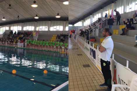 L'allenatore dell'Ortigia, Stefano Piccardo durante la trasferta a Salerno