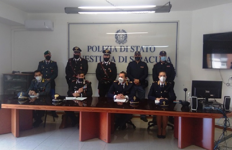 La conferenza stampa dell'operazione antimafia Robin Hood sul clan di Noto