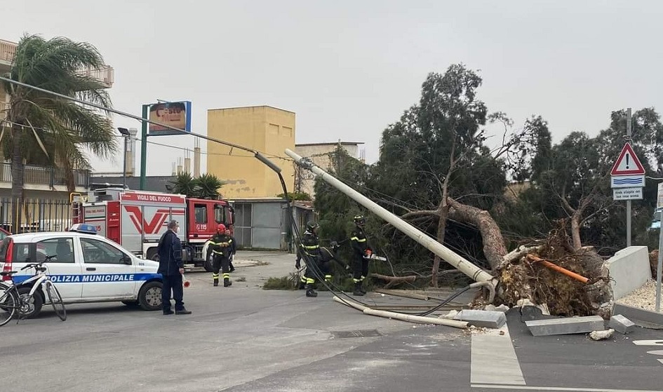 A causa del forte vento cade albero a Villabate