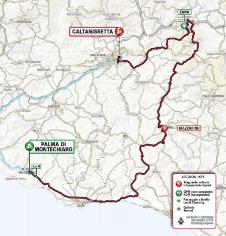Giro di SIcilia 2022, planimetria seconda tappa