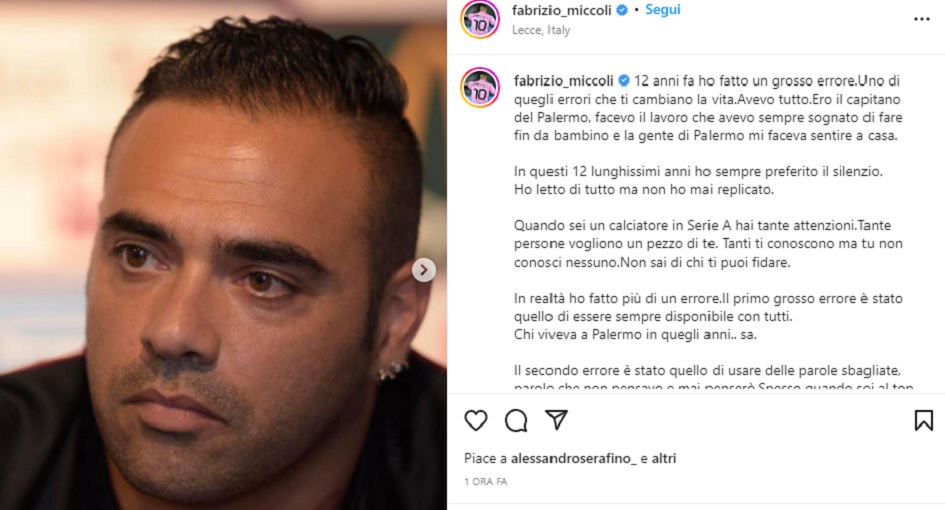 Miccoli si dice lontano dal mondo mafioso