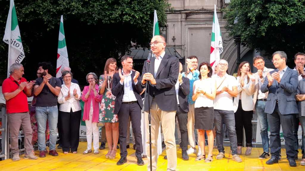 Enrico Letta in piazza Verdi, Palermo