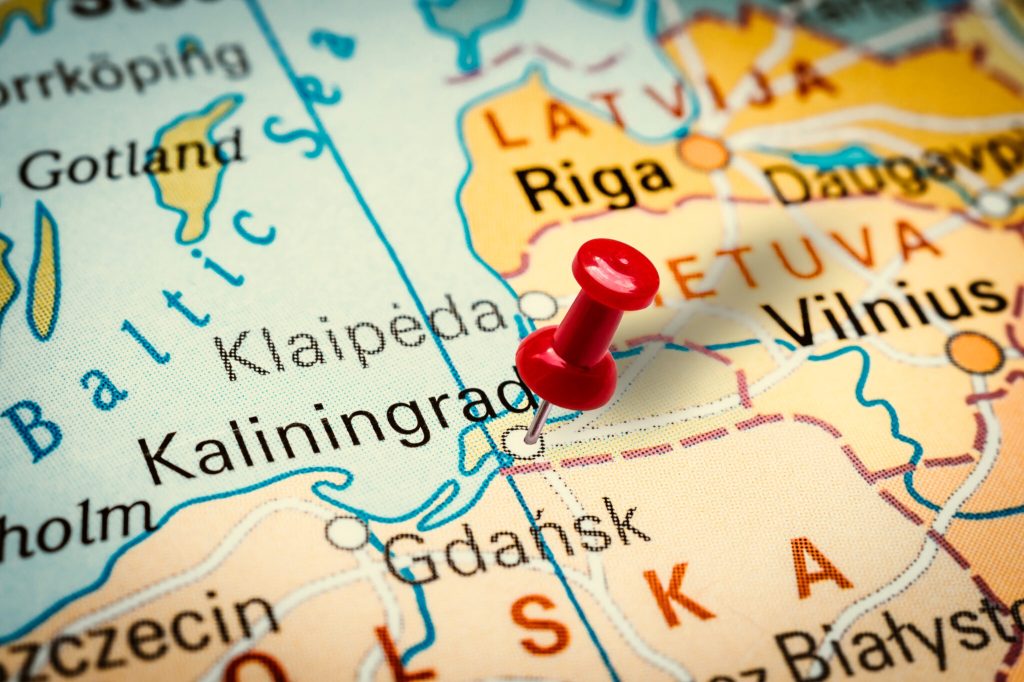 Kaliningrad, Russia, sulla cartina geografica.