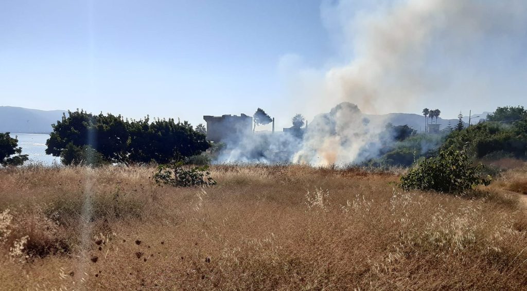 Fiamme al parco Libero Grassi