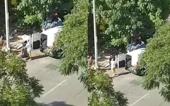 Incivile getta rifiuti illegalmente