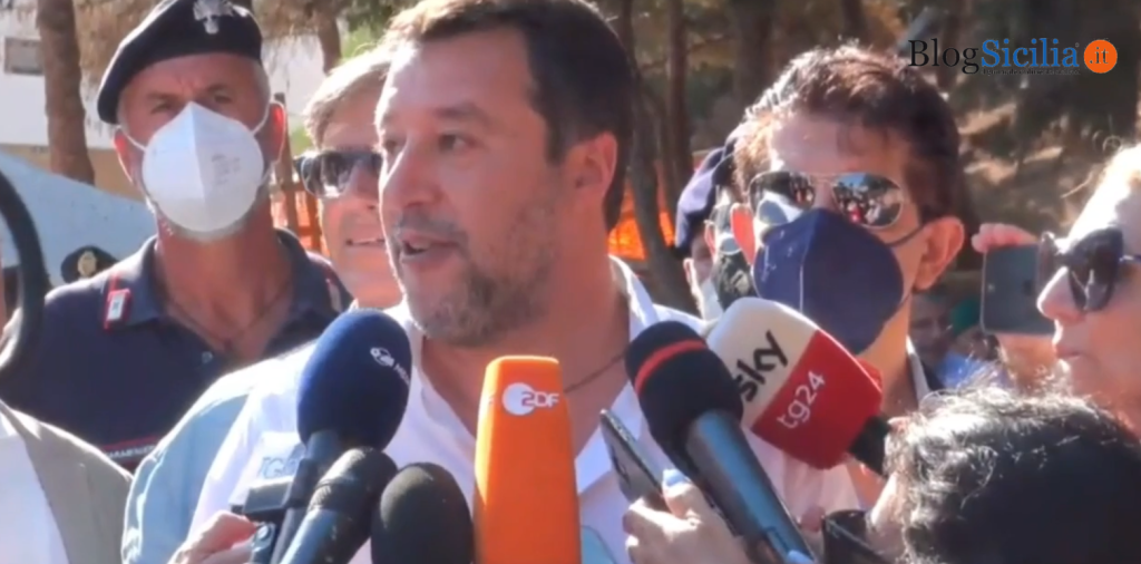 Matteo Salvini a Lampedusa.
