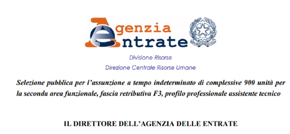 indetto concorso all'agenzia delle entrate