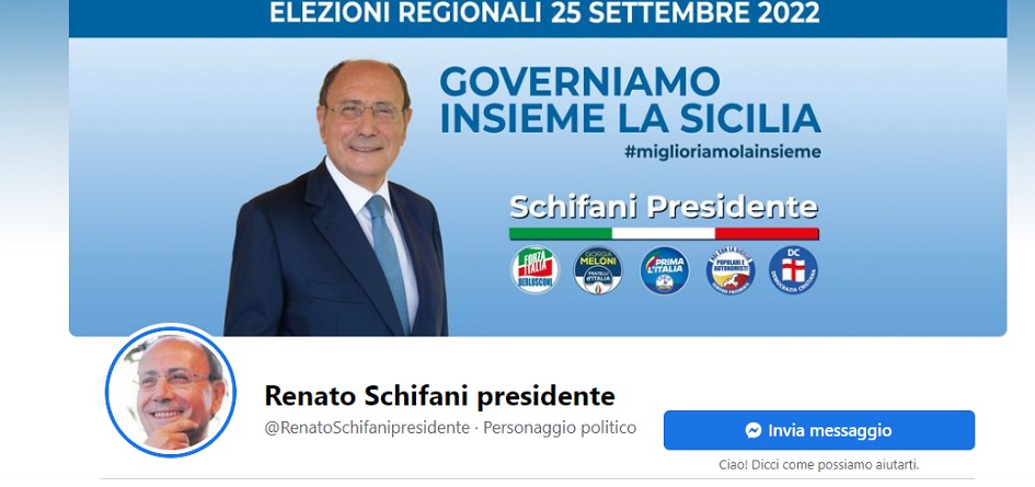 Il canale facebook di Renato Schifani