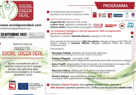 Transizione ecologica, progetto e dibattito della Cgil Sicilia