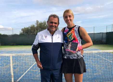 Federica BIlardo ed il maestro Alessandro Chimirri Ct Palermo dopo vittoria Itf Solarino