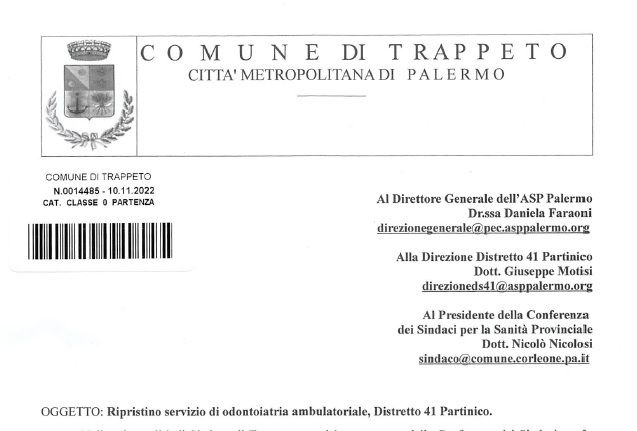 La lettera del sindaco per la riapertura dell'ambulatorio odontoiatrico