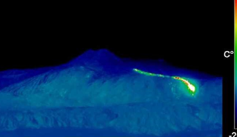 colata lavica dell'Etna tracima valle del Leone