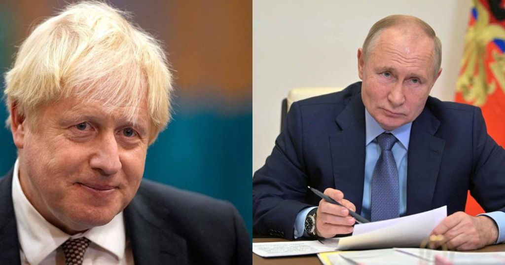 Boris Johnson e Vladimir Putin.