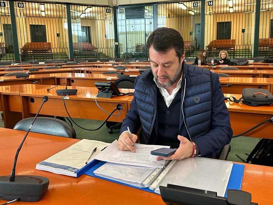 Matteo Salvini all'aula bunker di Palermo per il processo Open Arms