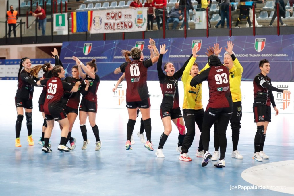 Handball Erice dopo la vittoria in semifinale con la Jomi Salerno, Coppa Italia 2022-2023