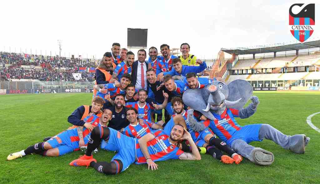 Catania-Cittanova 1-0, festeggiamenti post partita, serie D 2022-2023, Foto dalla pagina Facebook del Catania SSD
