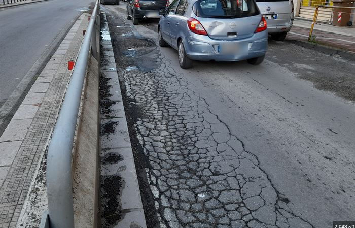 Buche asfalto sottopasso via Crispi