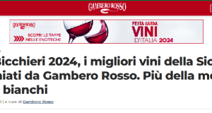 Gambero Rosso premia 27 vini siciliani con il riconoscimento “Tre Bicchieri”
