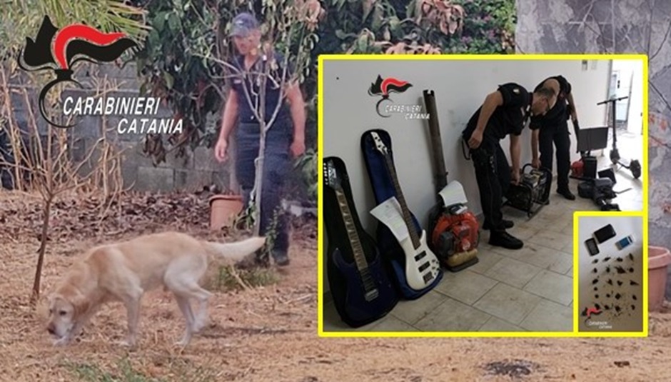 Arrestato dai carabinieri un uomo nel Catanese, in casa aveva droga ma anche tanto materiale di provenienza furtiva