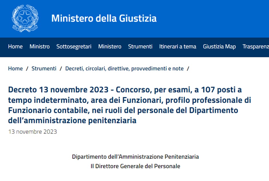 Il ministero della Giustizia assume 107 funzionari contabili, pubblicato il bando di concorso per poter partecipare