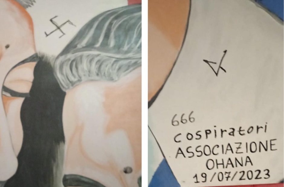 Deturpato il murale della legalità nel palermitano dedicato a Falcone e Borsellino, disegnati svastiche e simboli esoterici