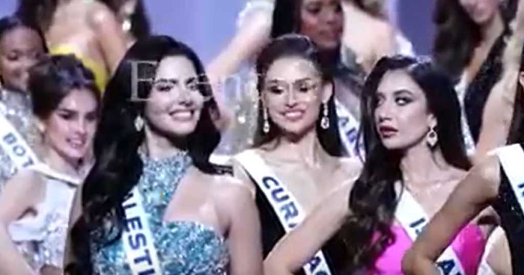 L'occhiataccia di Miss Israele a Miss Palestina