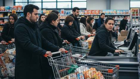 Fila al supermercato (IA).