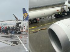 Aereo Ryanair urta camion di carburante