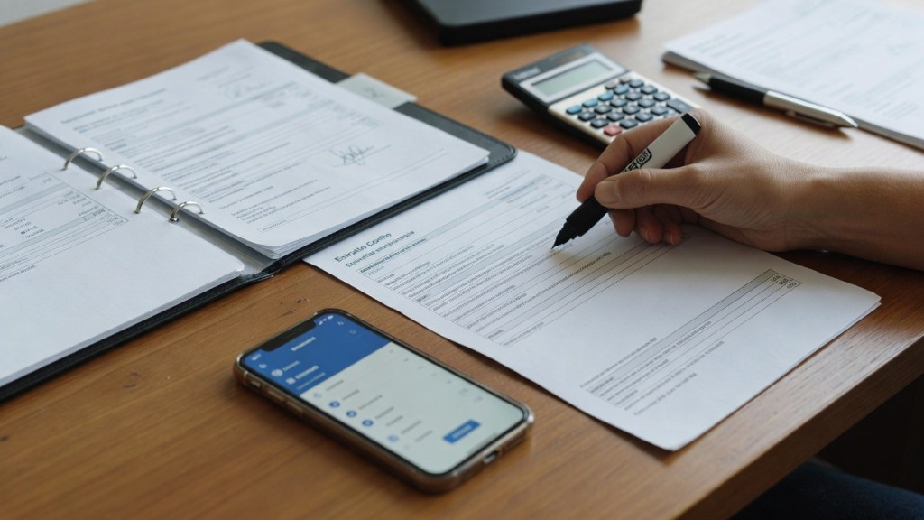 Documenti bancari e smartphone con app bancaria generica, simbolo dei controlli fiscali sui conti correnti nel 2026