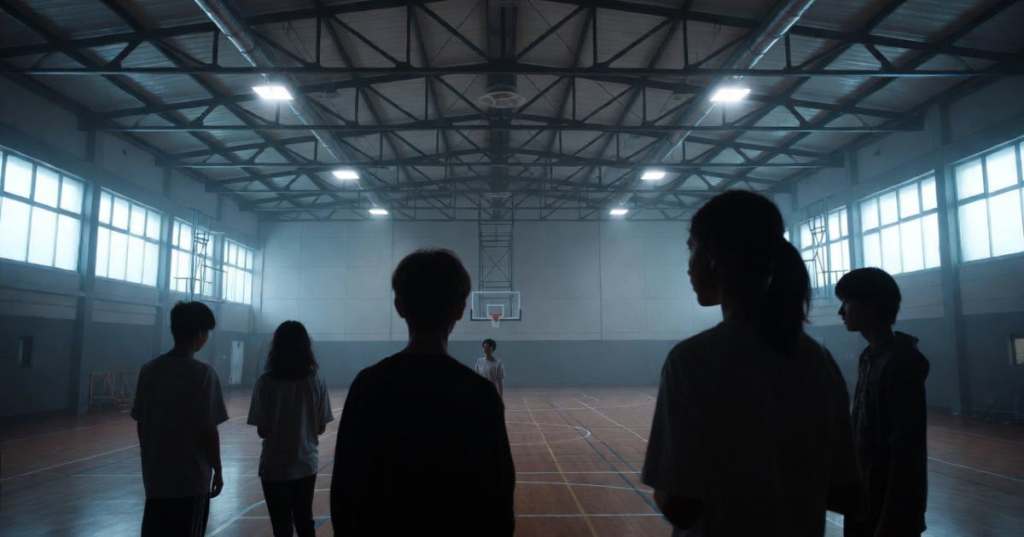 Palestra scolastica vuota con attrezzature sportive, simbolo del caso giudiziario sul professore di ginnastica condannato per insulti agli studenti