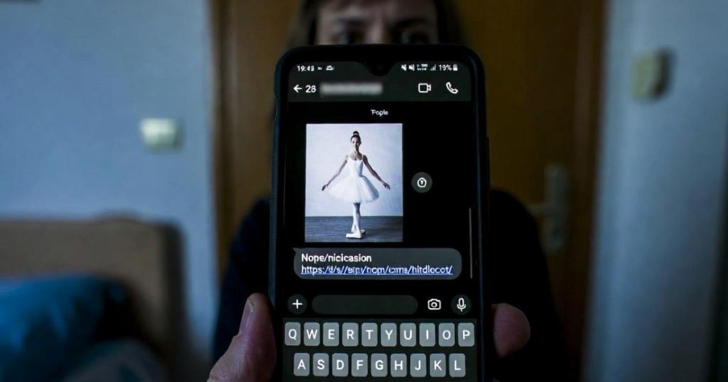 Truffa della ballerina su WhatsApp con messaggio falso e link dannoso sullo smartphone