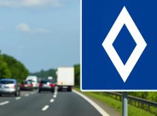 Cartello stradale con rombo bianco su sfondo blu, cosa significa e dove viene usato?