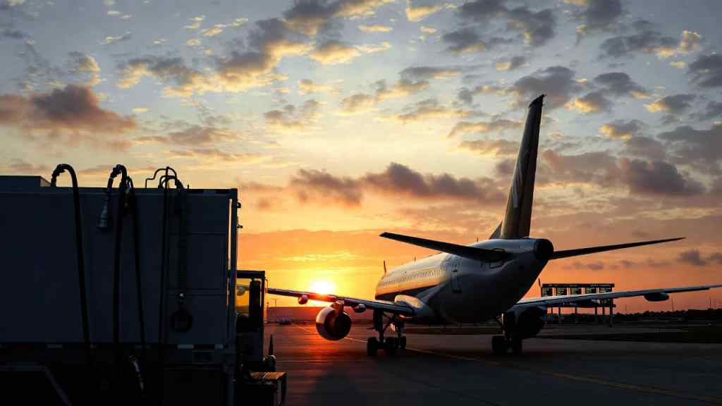 Aereo commerciale a terra con autobotte del carburante vuota — crisi cherosene estate 2026