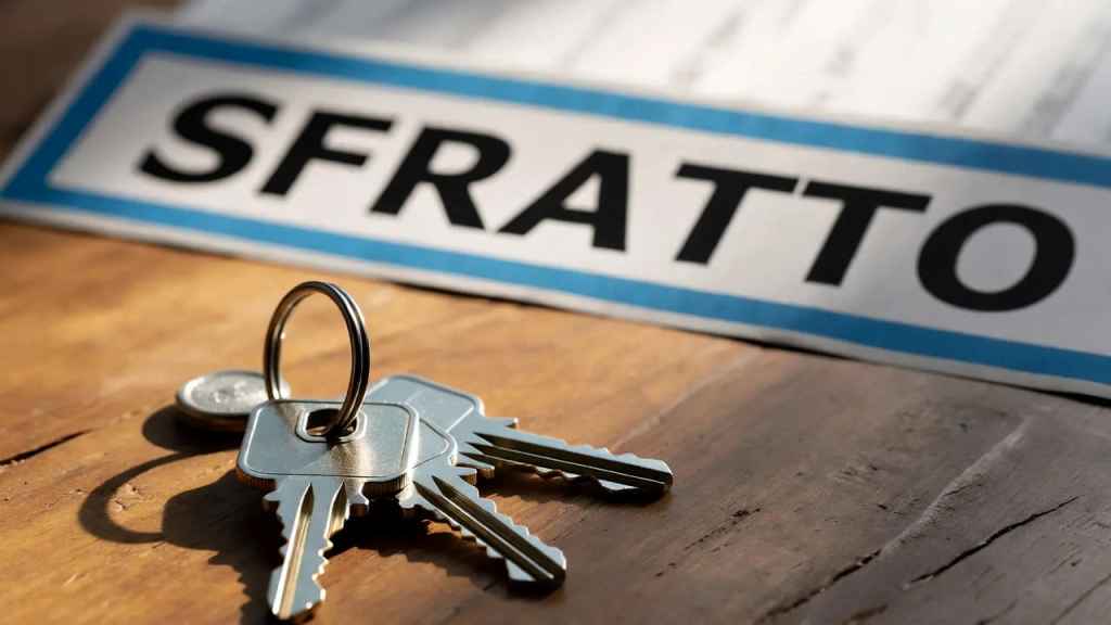 Chiavi di casa su tavolo con documento di sfratto, Piano Casa 2026