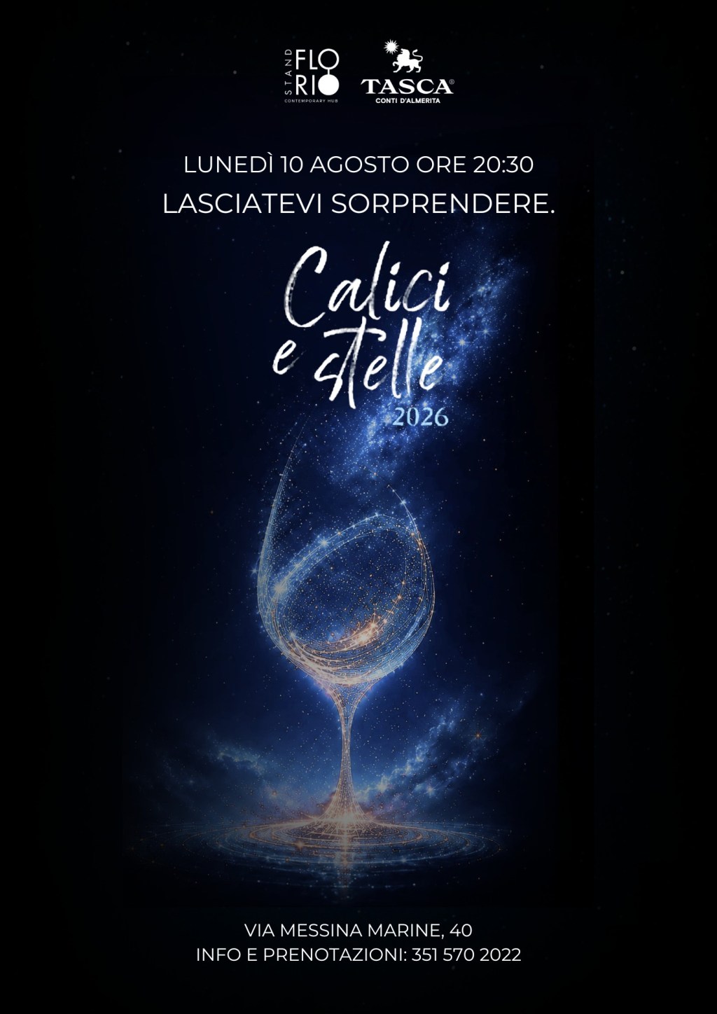 Il 5 agosto lo Stand Florio celebra la Notte di San Lorenzo con la magia di “Calici & Stelle”