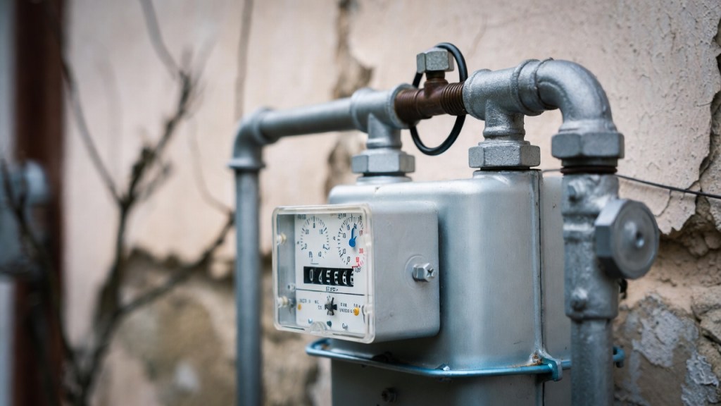 Contatore del gas su una parete esterna, riferimento ai rincari di bollette e riscaldamento rilevati ad agosto