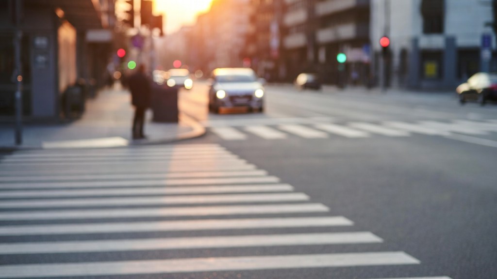Pedone in attesa davanti alle strisce pedonali mentre un’auto rallenta, per le novità del nuovo Codice della strada