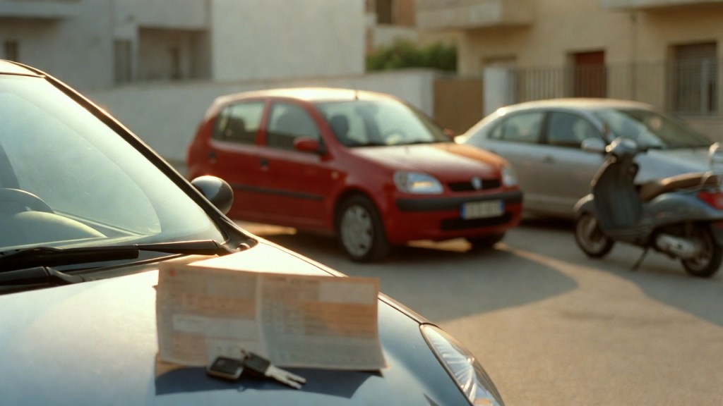 Due utilitarie e uno scooter in un parcheggio con libretto di circolazione e chiavi sul cofano, per l’articolo sull’esenzione della tassa automobilistica 2027